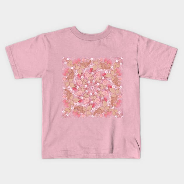 Strawberries & snails - pale pink Kids T-Shirt by AprilAppleArt